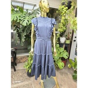Veronica Beard Snover Satin Midi Dress Dark Size 8